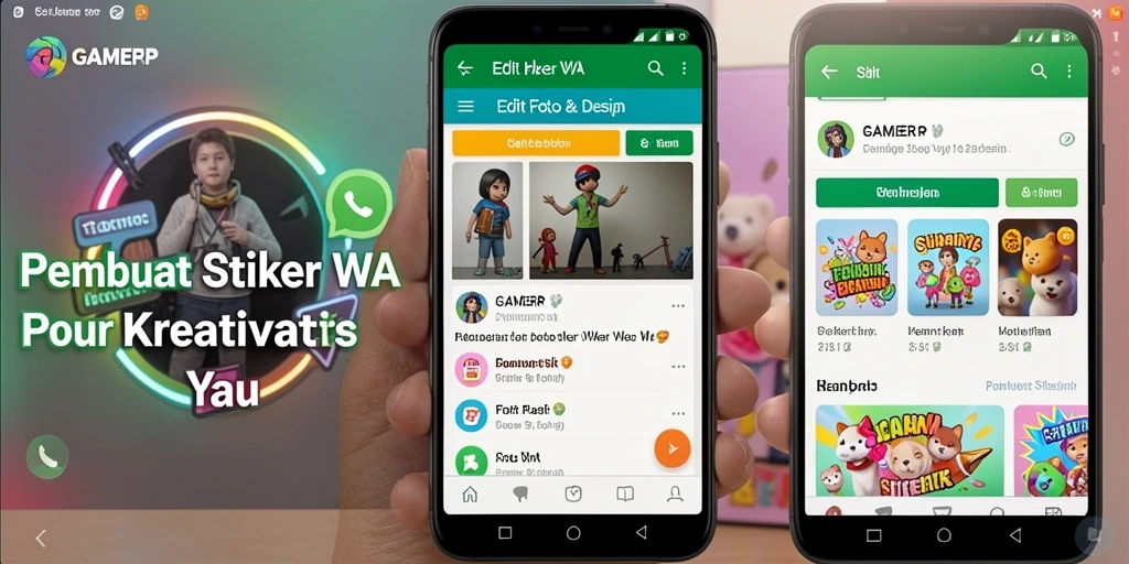 Tampilan antarmuka GAMERP saat membuat stiker menarik dan interaktif.