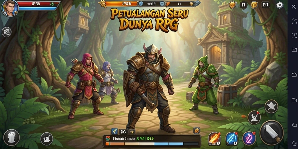 Screenshot antarmuka JPS88 menampilkan karakter dan pertarungan epik.