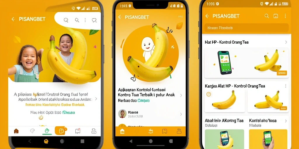 Antarmuka PISANGBET dengan fitur kontrol orang tua yang intuitif.