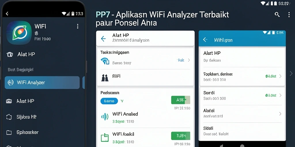 Antarmuka PP7 yang menampilkan analisis jaringan WiFi secara detail.