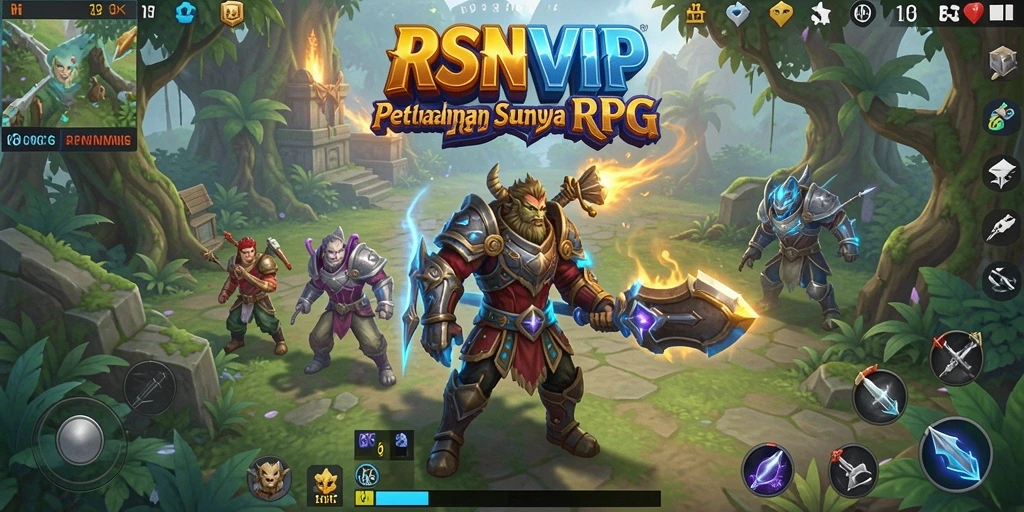 Screenshot utama RSNVIP menampilkan karakter beraksi dalam dunia RPG yang menakjubkan.