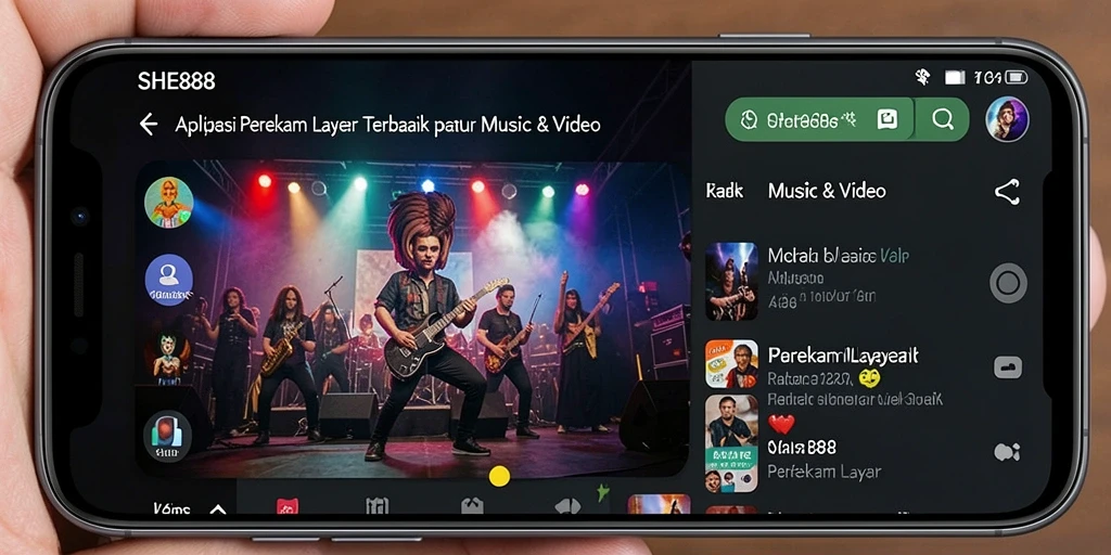 Antarmuka aplikasi SHE888 yang intuitif untuk perekaman layar.