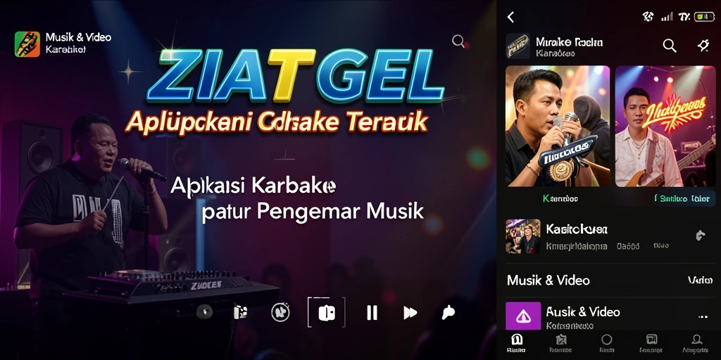Tampilan antarmuka ZIATOGEL menampilkan fungsi Karaoke yang menarik.
