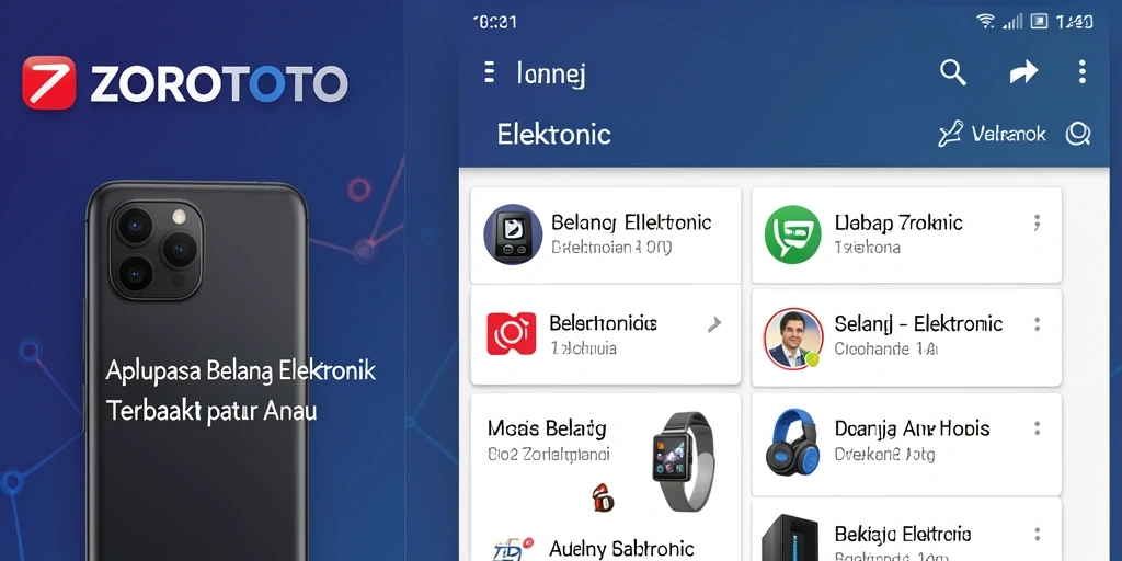 Antarmuka ZOROTOTO menampilkan berbagai produk elektronik yang menarik.